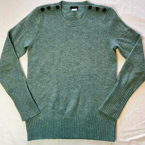 J. CREW WOOL+ CASHMERE BLEND PULLOVER BLUE GREEN MARL, MED